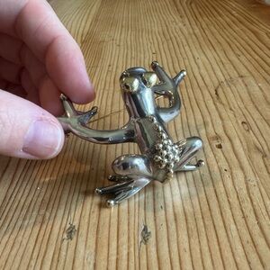 Vintage sterling silver and gold plated tree frog pin